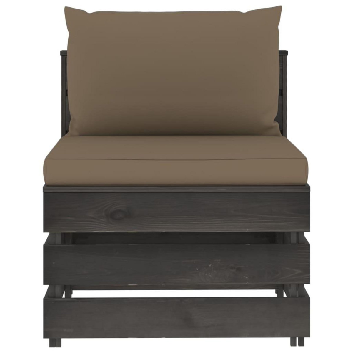 VIDAXL Canape central sectionnel avec coussins Bois impregne de gris