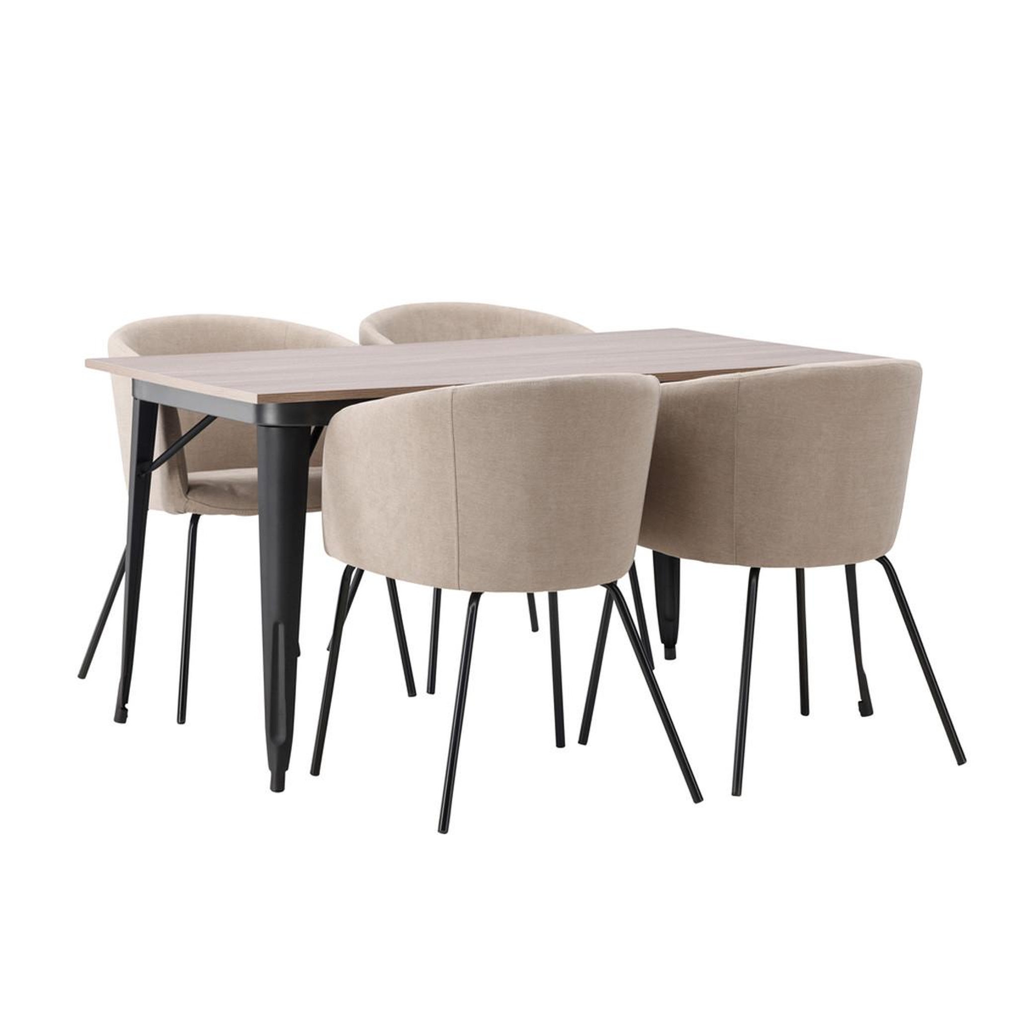 Paris Prix Ensemble table à manger & 4 chaises  tempe & berit  140cm naturel & beige