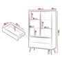 Voir la diapositive 6 : BEST MOBILIER Larry - vitrine - 2 portes et 2 tiroirs - effet bois et métal noir - 144 cm