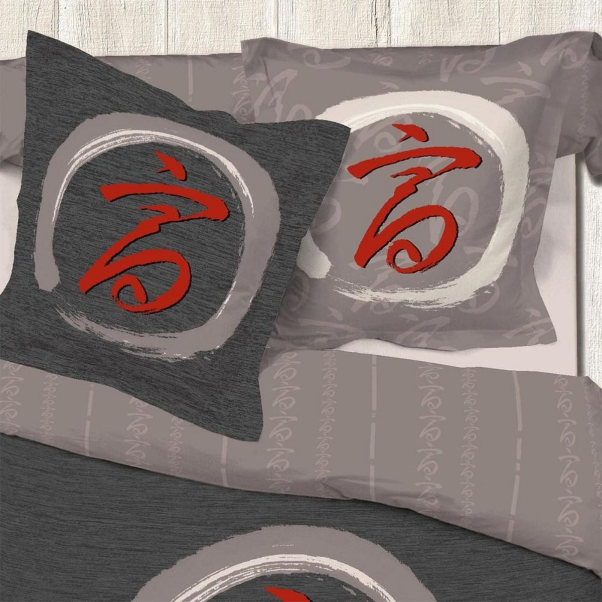 Dourev Housse de couette 240x220 Zen Spirit + 2 taies coton 57 fils