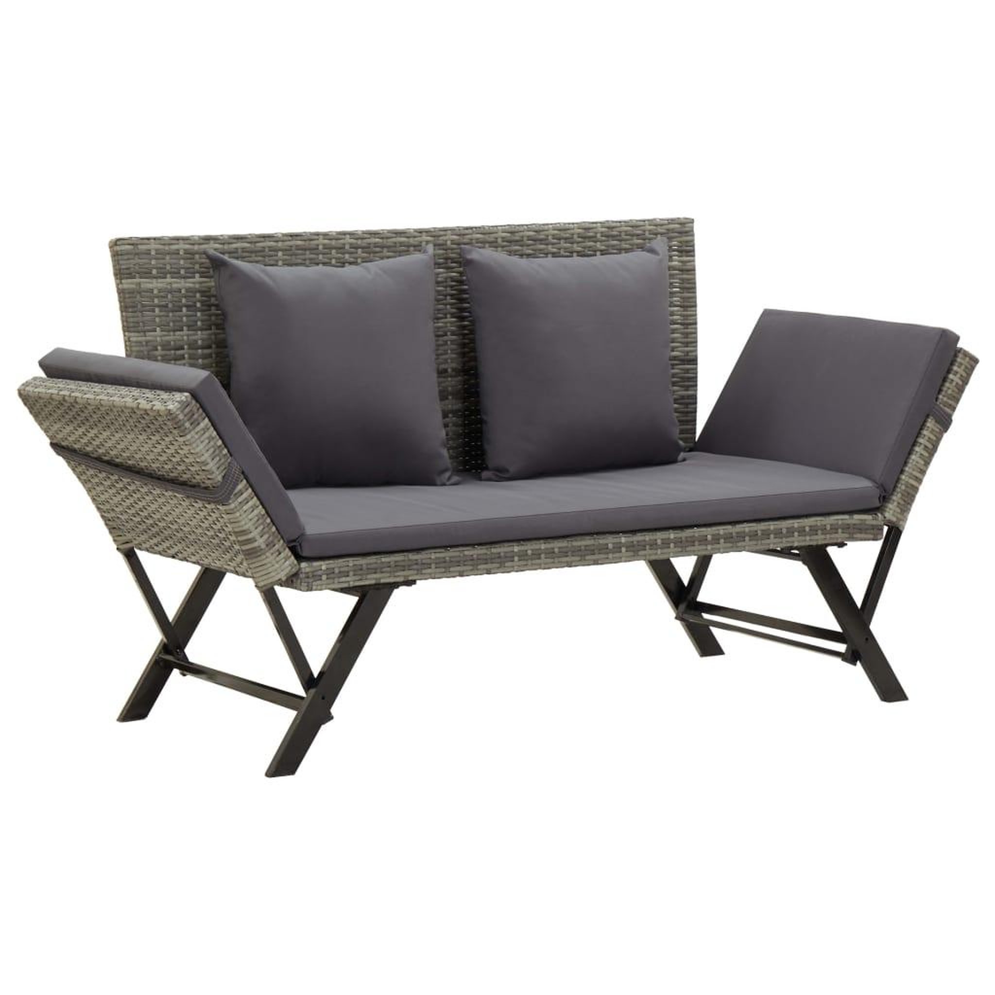 Voir la diapositive 1 : VIDAXL Banc de jardin avec coussins 176 cm Gris Resine tressee