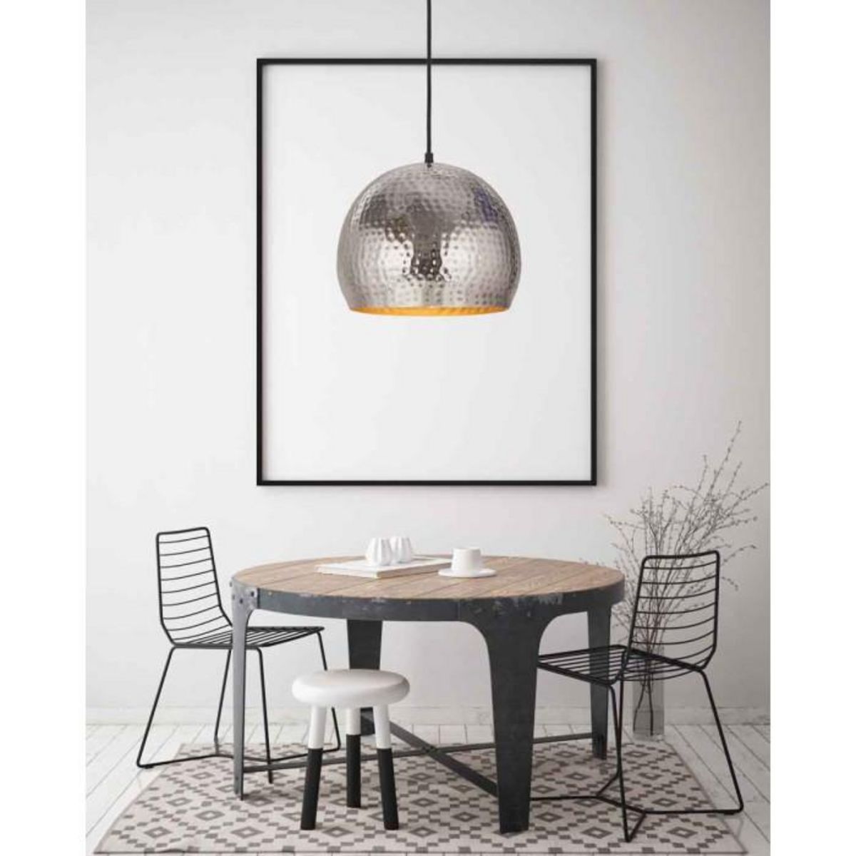 Paris Prix Lampe Suspension Design  Fabricia  27cm Argent