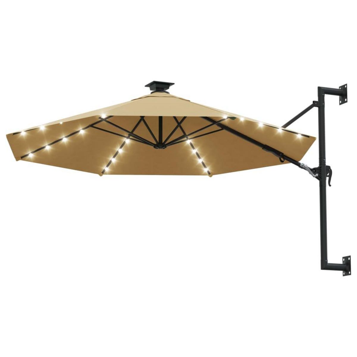 VIDAXL Parasol mural de jardin avec LED 300 cm taupe