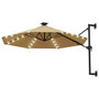 Voir la diapositive 2 : VIDAXL Parasol mural de jardin avec LED 300 cm taupe