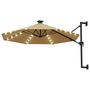 Voir la diapositive 2 : VIDAXL Parasol mural de jardin avec LED 300 cm taupe