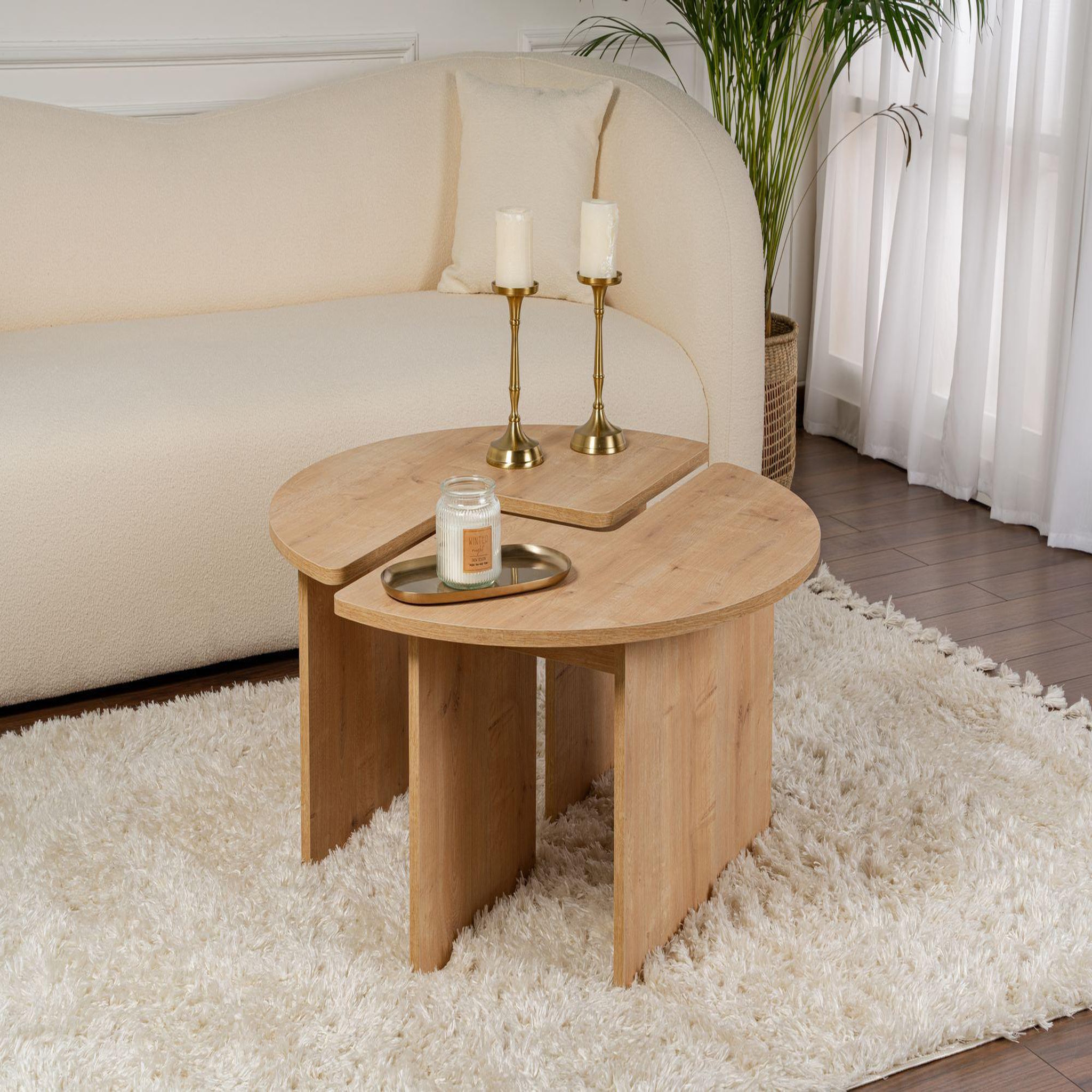 Voir la diapositive 2 : Habitat et Jardin Table basse en bois  moira  90 x 90 x 41 cm - chêne
