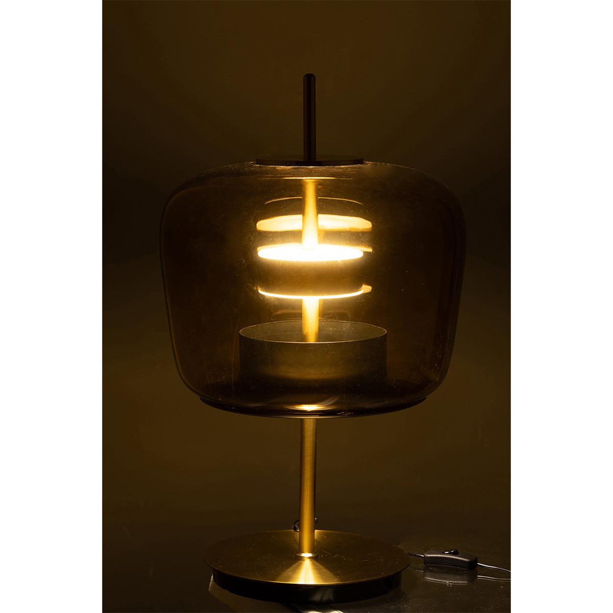 Voir la diapositive 5 : J-LINE Lampe à poser en verre à led  omar  58cm marron