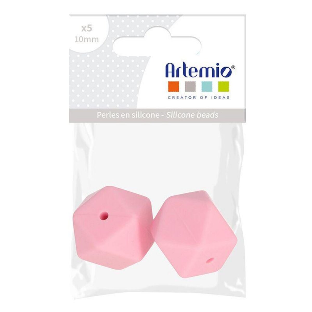 Artemio 2 perles silicone hexagonales - 17 mm - rose