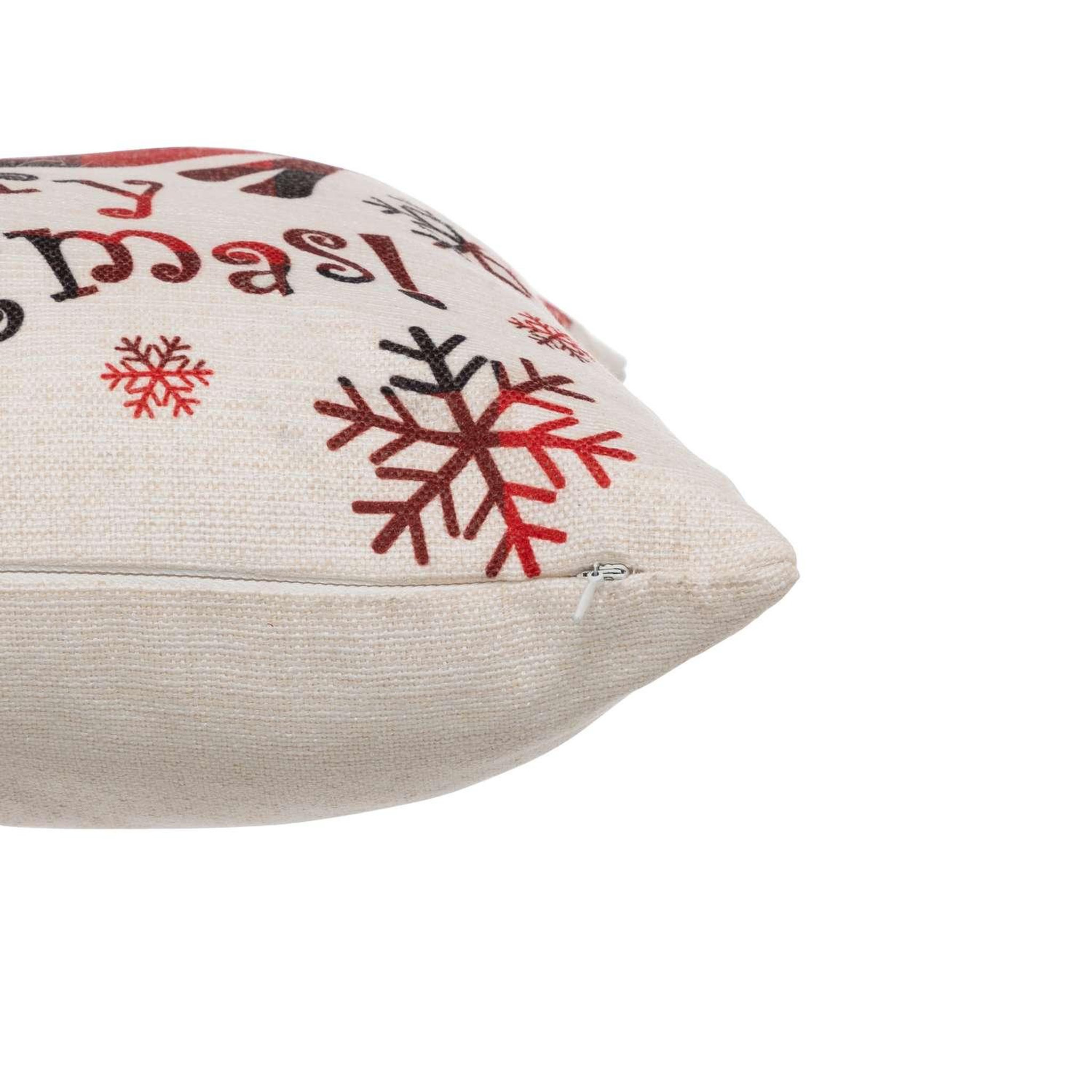 Voir la diapositive 3 : ATMOSPHERA Coussin de noël renne - 40 x 40 cm - beige et rouge