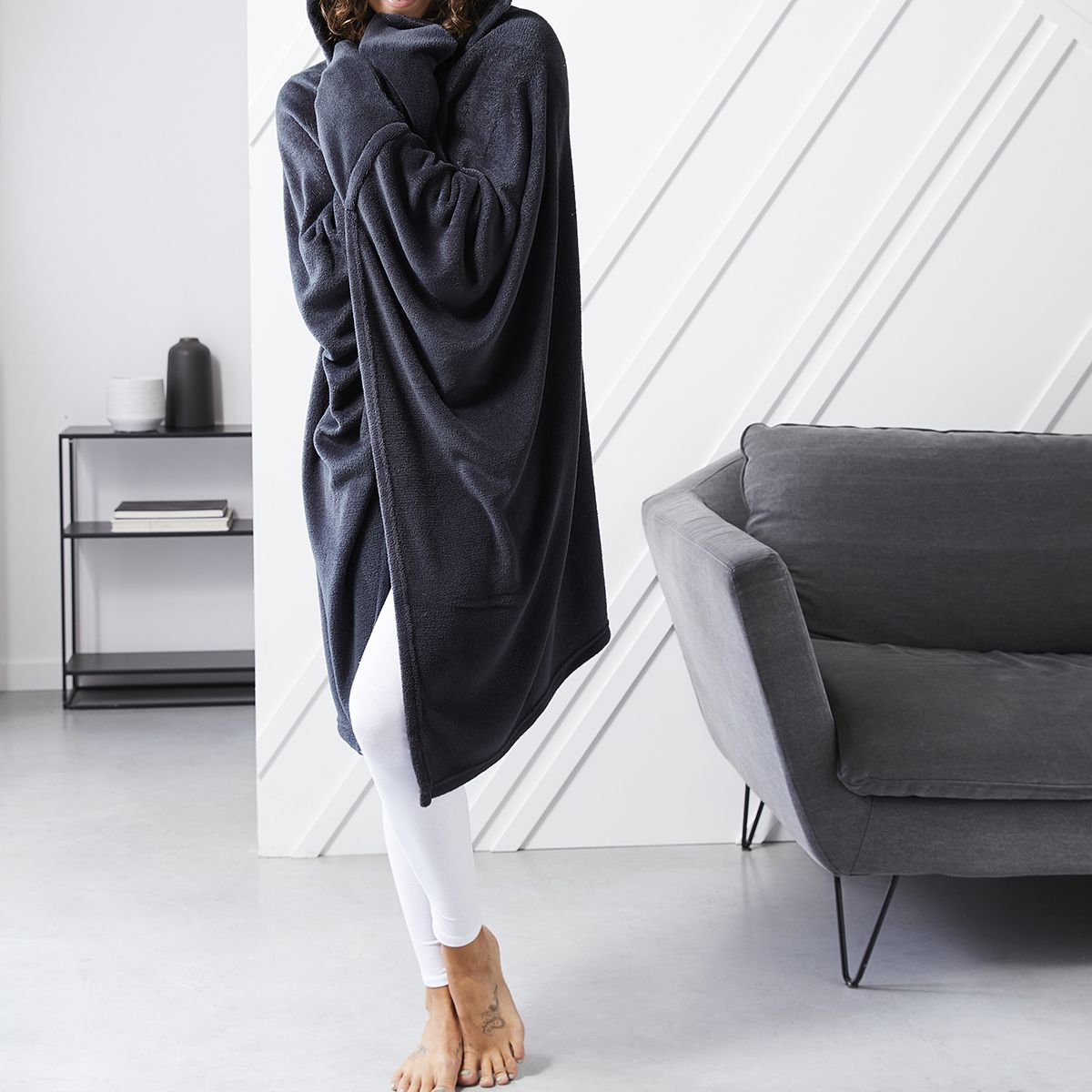 TODAY Plaid TV à capuche doux et moelleux en polyester 