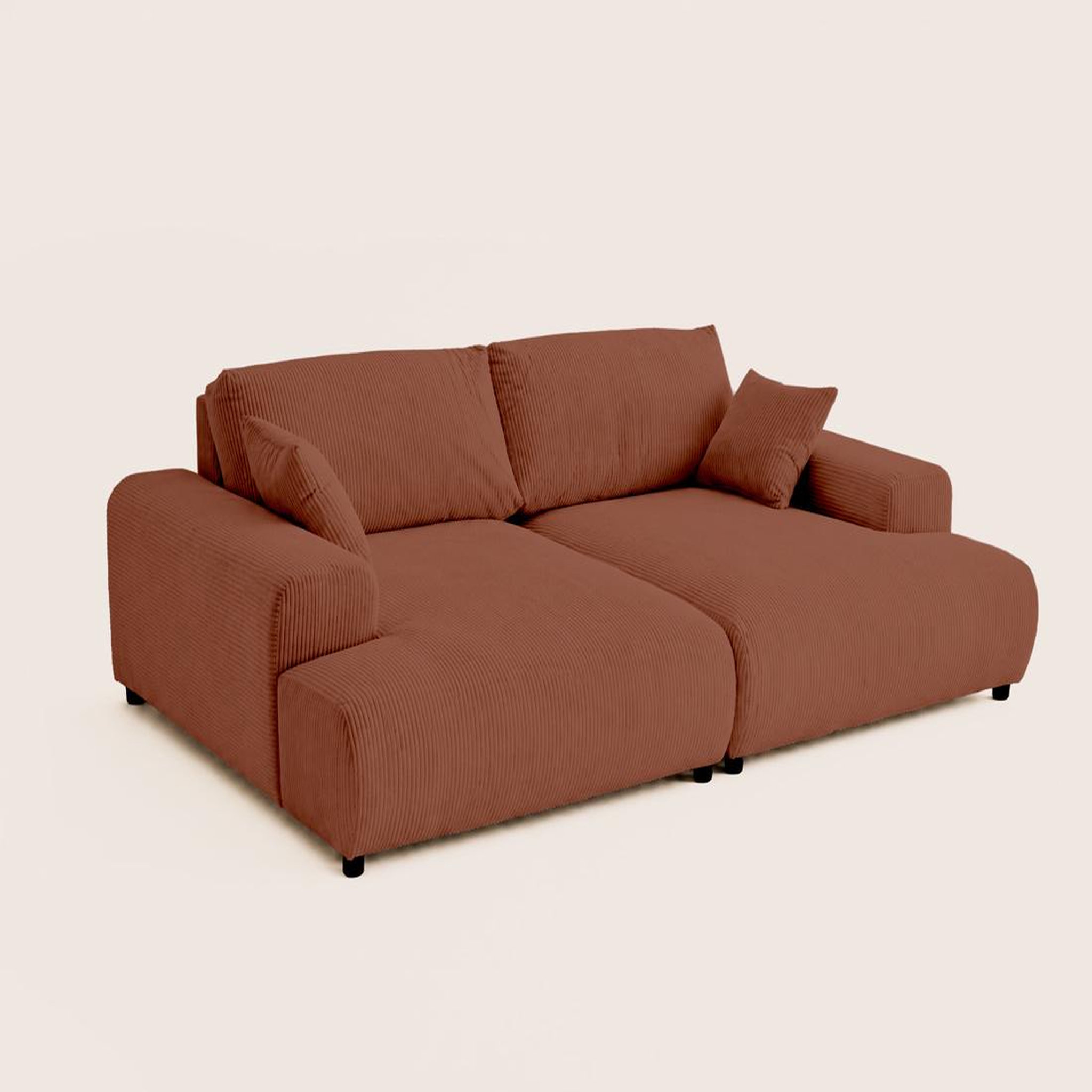 Voir la diapositive 5 : LISA DESIGN Garance - canapé droit 4 places double méridienne - assise profonde - en velours côtelé