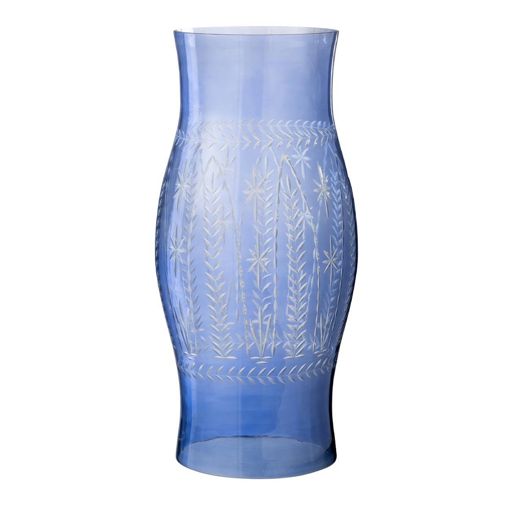 J-LINE Photophore en Verre  Tarifa  39cm Bleu
