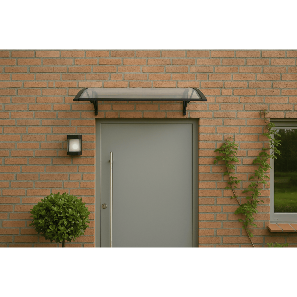 ART PLAST Auvent de Porte d'Entrée et fenêtre 100 x 100 cm - Polycarbonate Anti UV Marquise Extérieure Bras Polypropylène Art Plast