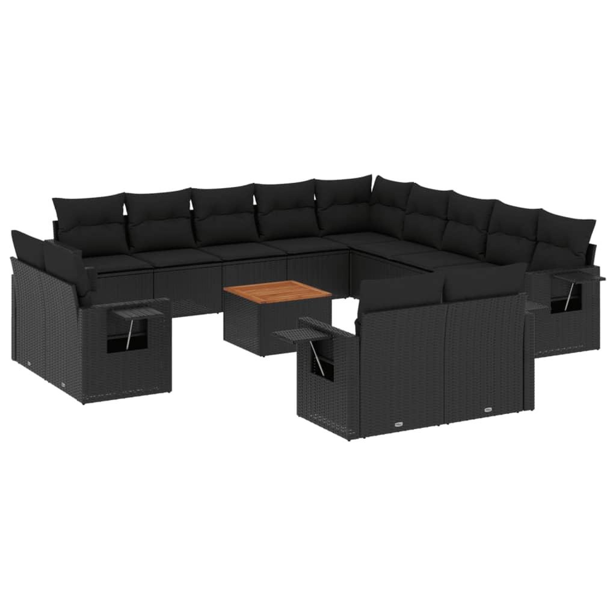 Voir la diapositive 2 : VIDAXL Salon de jardin avec coussins 14 pcs noir resine tressee