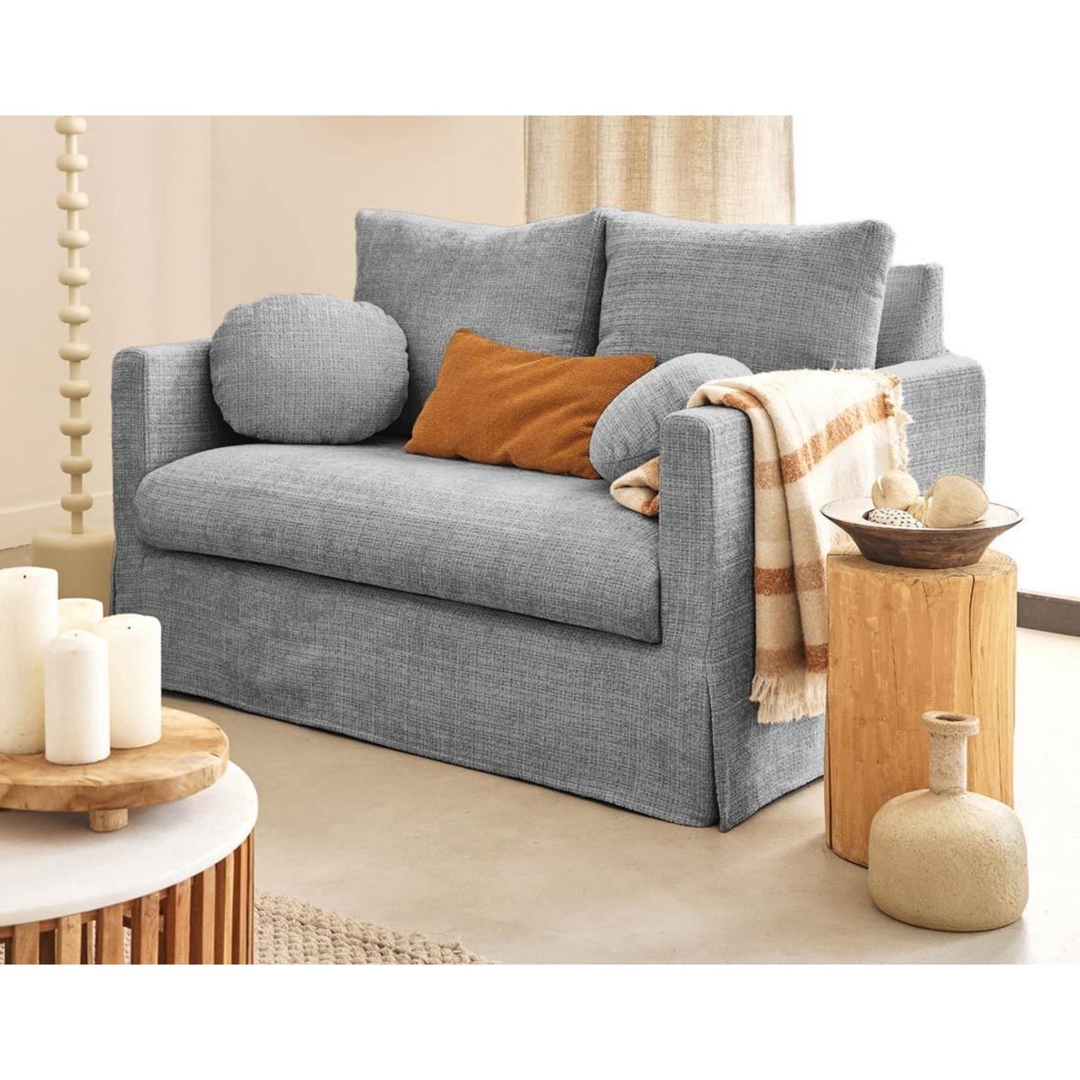 LISA DESIGN Serena - canapé droit déhoussable 2 places en velours texturé