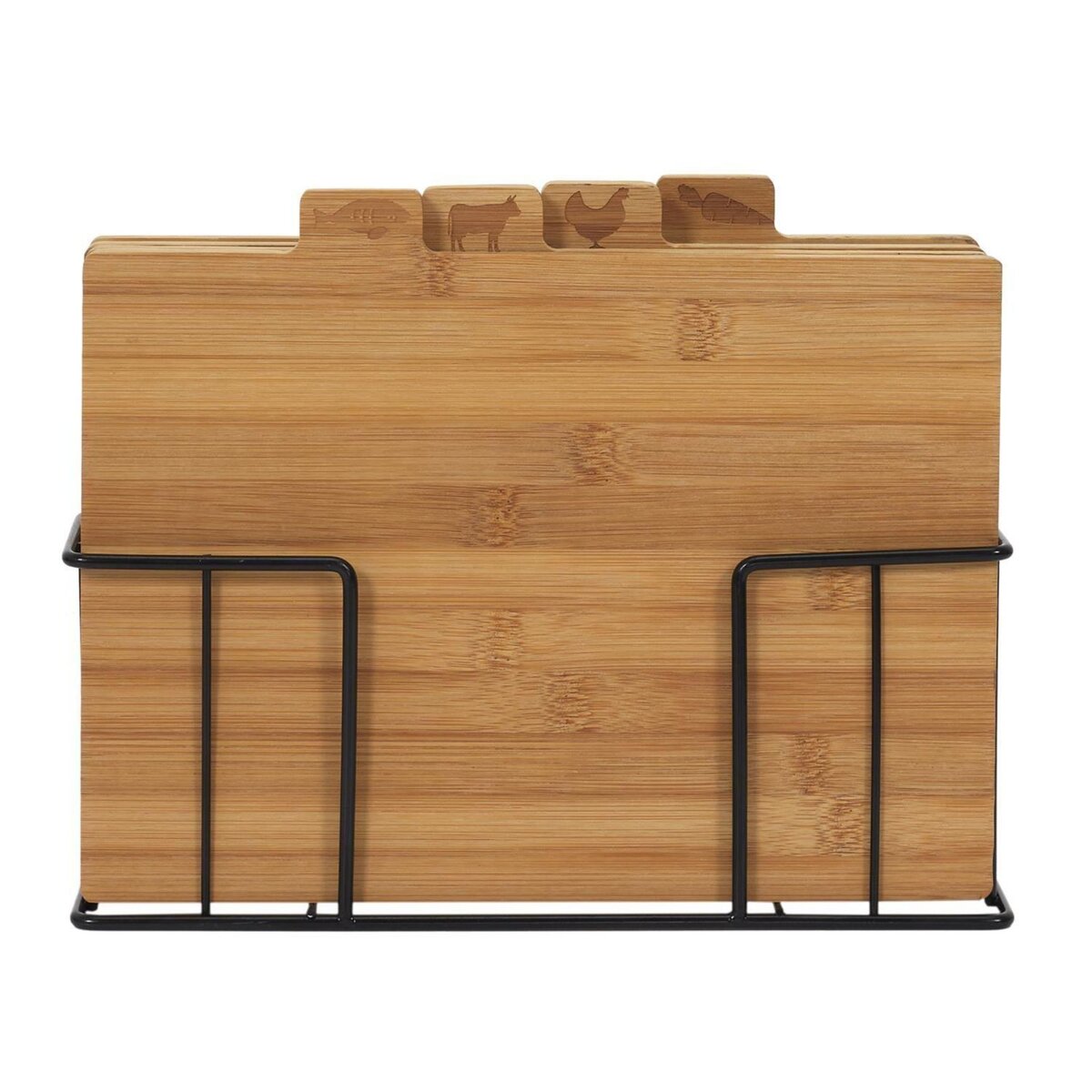 The Home Deco Factory Lot de 4 planches à découper à index en bambou