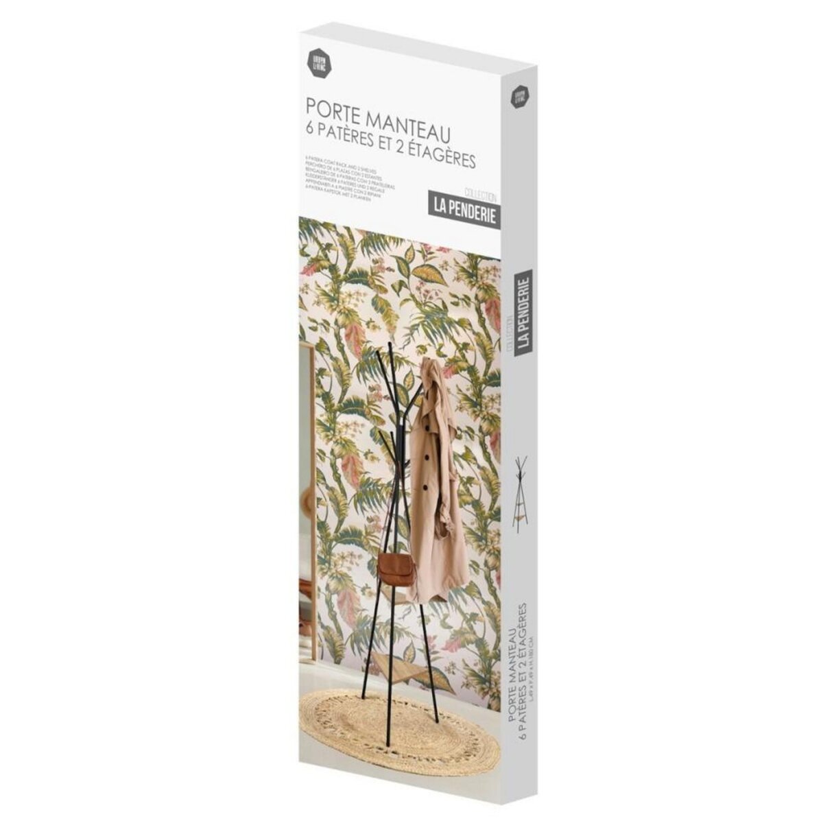 FORNORD Porte manteau en métal avec 2 étagères