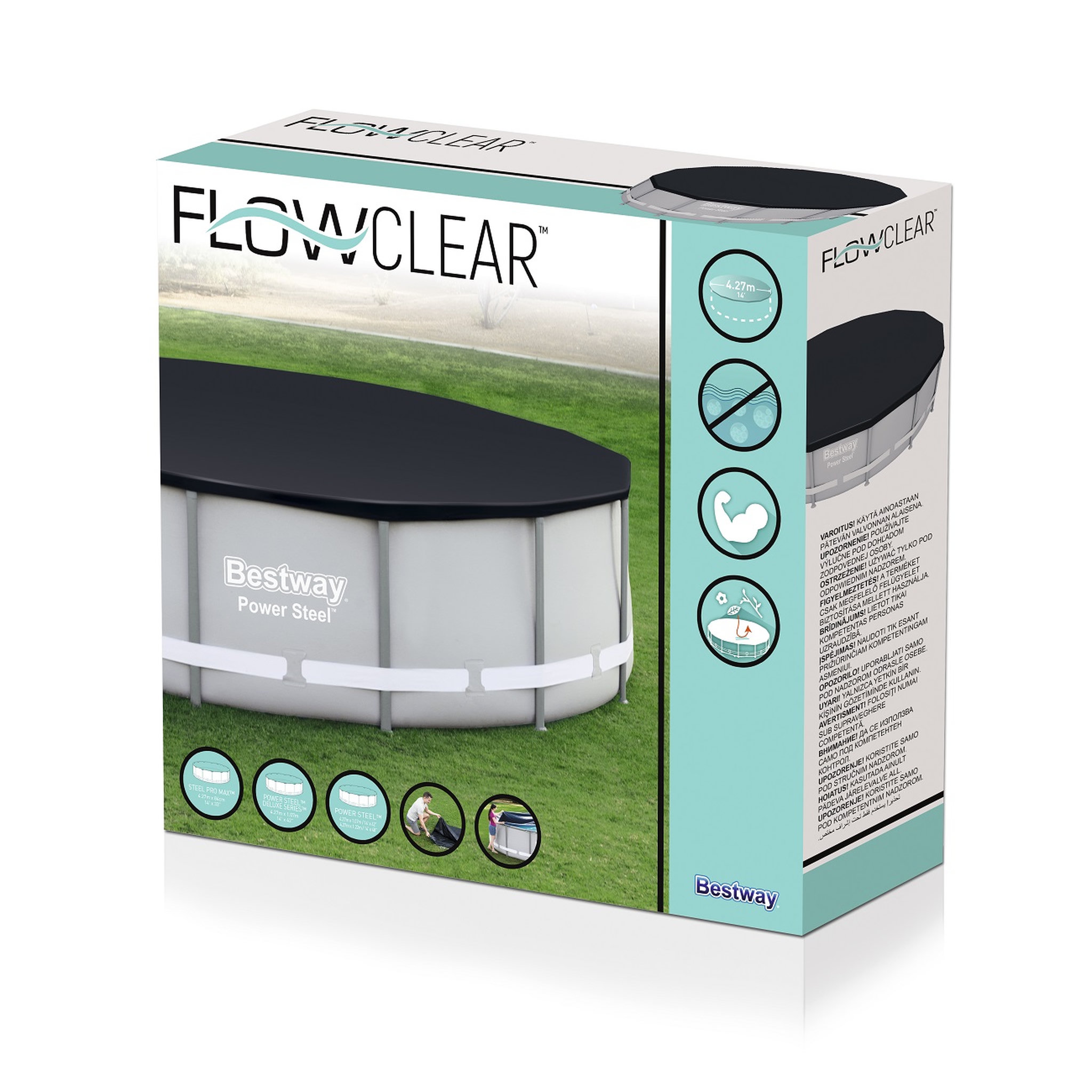 Voir la diapositive 7 : BESTWAY Bâche PVC 4 saisons pour Piscine Power/Frame ronde Diam 4,27m