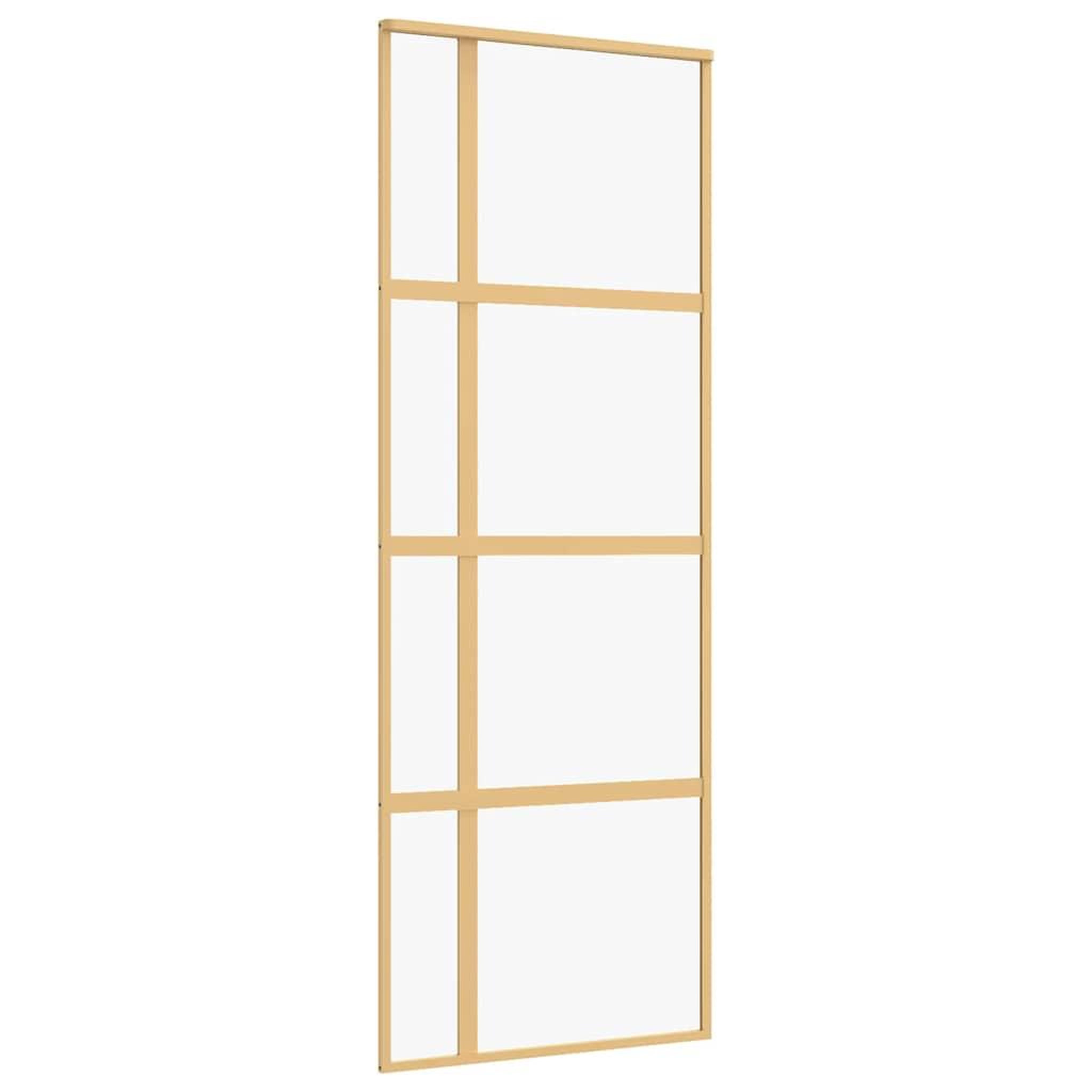 Voir la diapositive 2 : VIDAXL Porte coulissante dore 76x205 cm verre ESG clair et aluminium