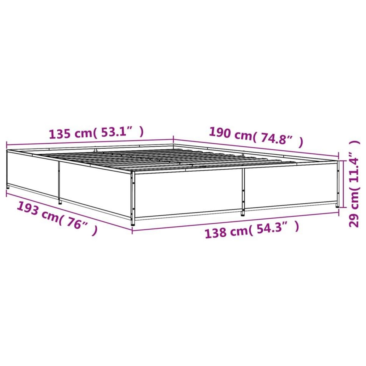 VIDAXL Cadre de lit sans matelas chene marron 135x190 cm