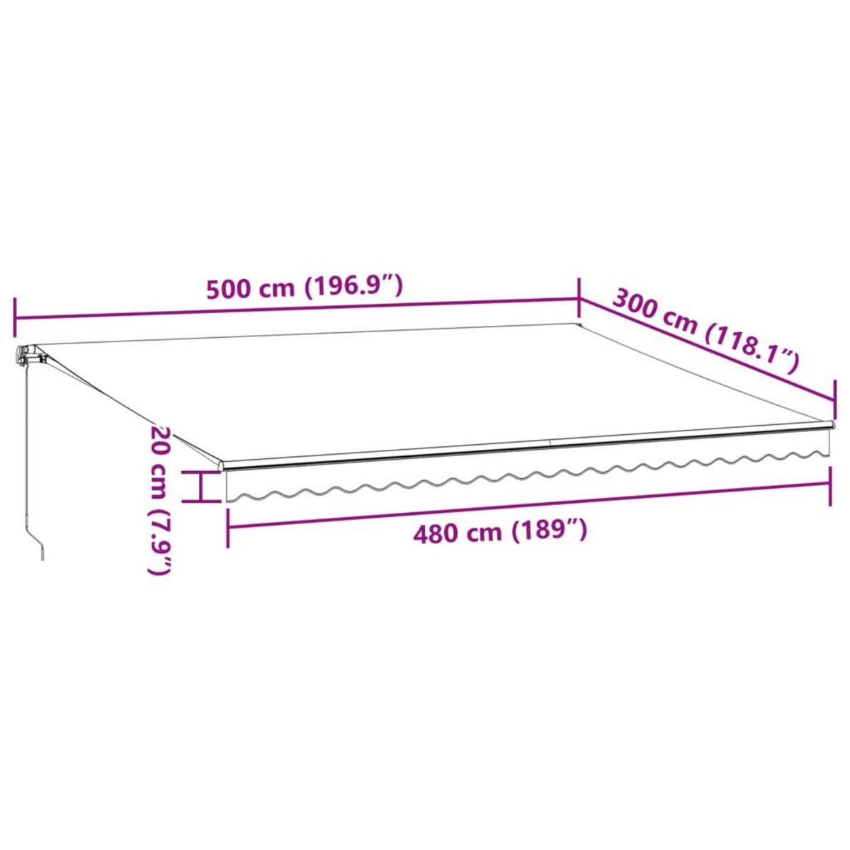 VIDAXL Auvent manuel retractable anthracite et blanc 500x300 cm