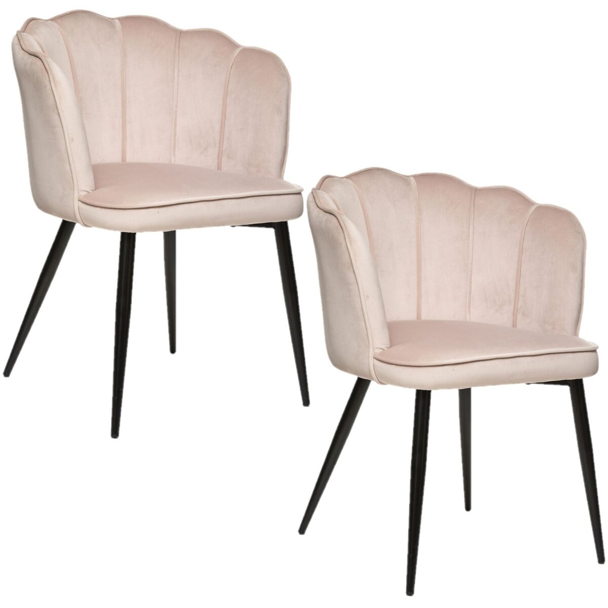 TOILINUX Lot de 2 fauteuils en velours Isora - Rose Pétale