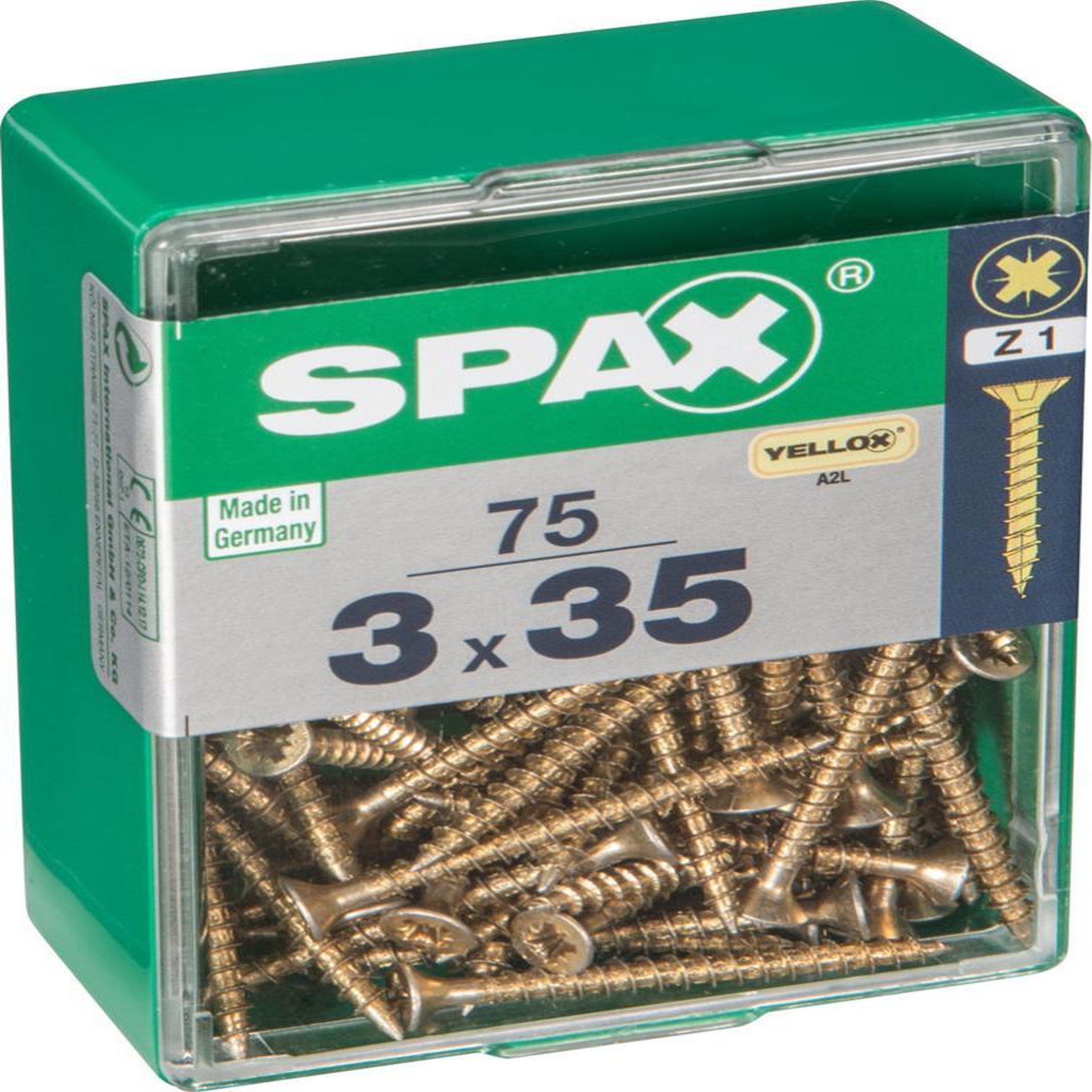 CENTRALE BRICO Lot de 75 vis acier tête fraisée pozidriv SPAX, Diam.3 mm x L.35 mm