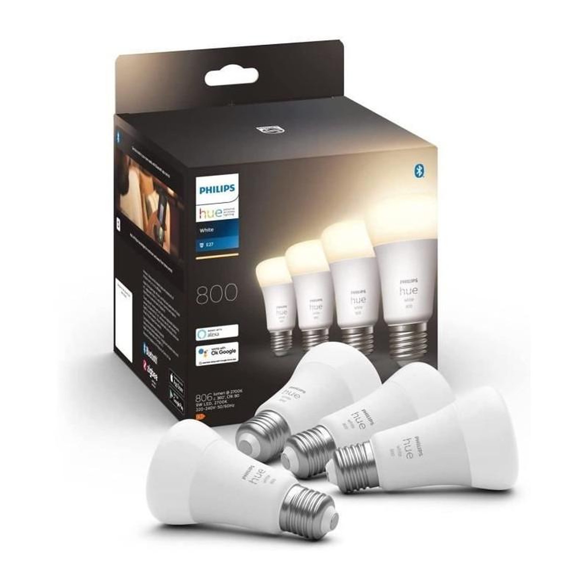 PHILIPS HUE White 9W A60 E27 EU x4