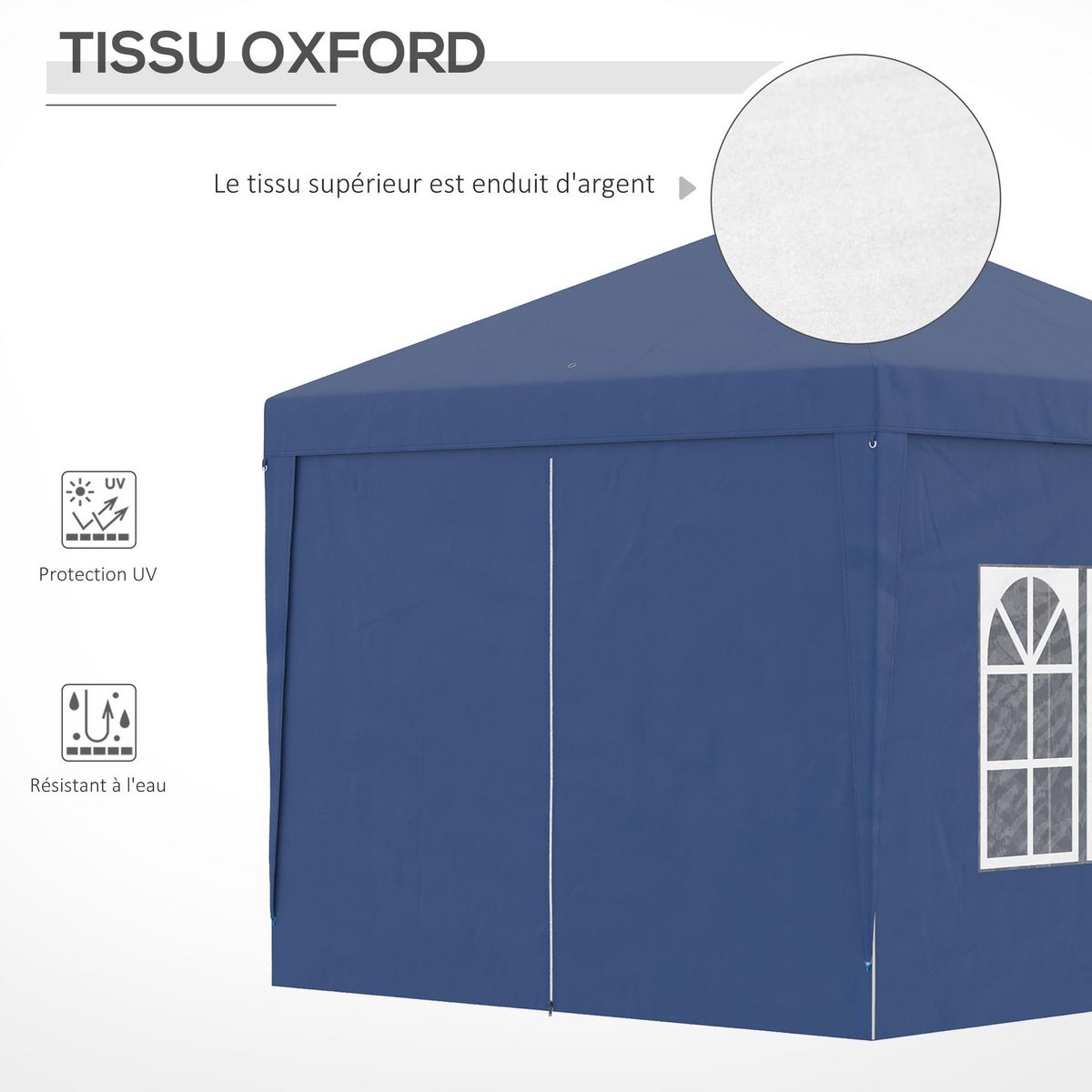 OUTSUNNY Tonnelle barnum pop-up pliant dim. 3L x 3l x 2,58H m 2 fenêtres sac transport acier Oxford bleu