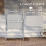 Voir la diapositive 6 : OUTSUNNY Ensemble salon de jardin 6 places 8 pièces - parasol, table, 6 chaises pliantes - métal époxy textilène polyester gris