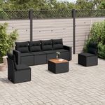 VIDAXL Salon de jardin 7 pcs avec coussins noir resine tressee