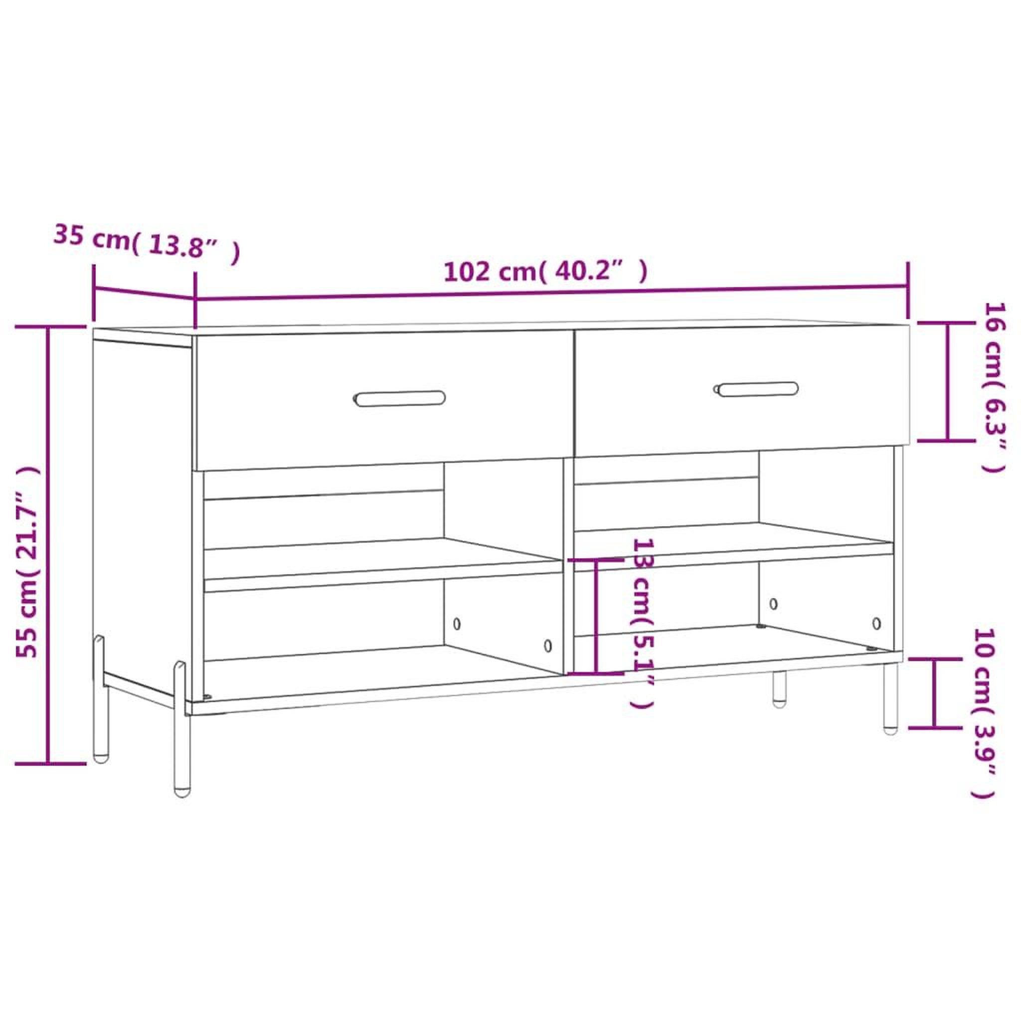 Voir la diapositive 6 : VIDAXL Banc a chaussures chene marron 102x35x55 cm bois d'ingenierie