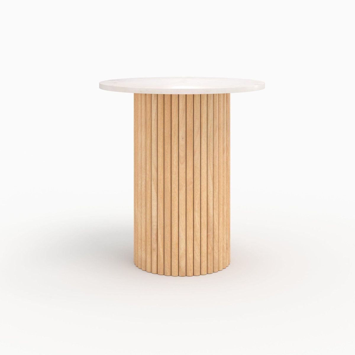 MAISON PAVANE Table d'appoint en marbre et bois de manguier D40 cm-Agathe