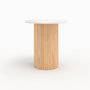 Voir la diapositive 1 : MAISON PAVANE Table d'appoint en marbre et bois de manguier D40 cm-Agathe