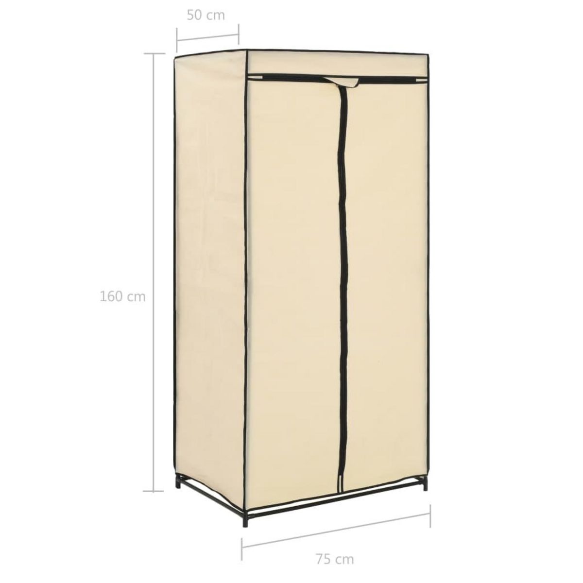 VIDAXL Garde-robe Creme 75x50x160 cm