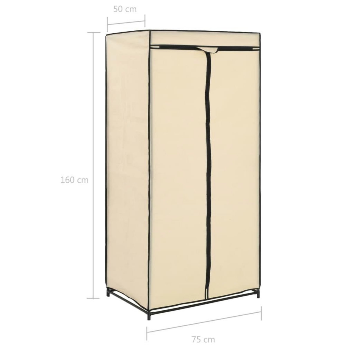 VIDAXL Garde-robe Creme 75x50x160 cm