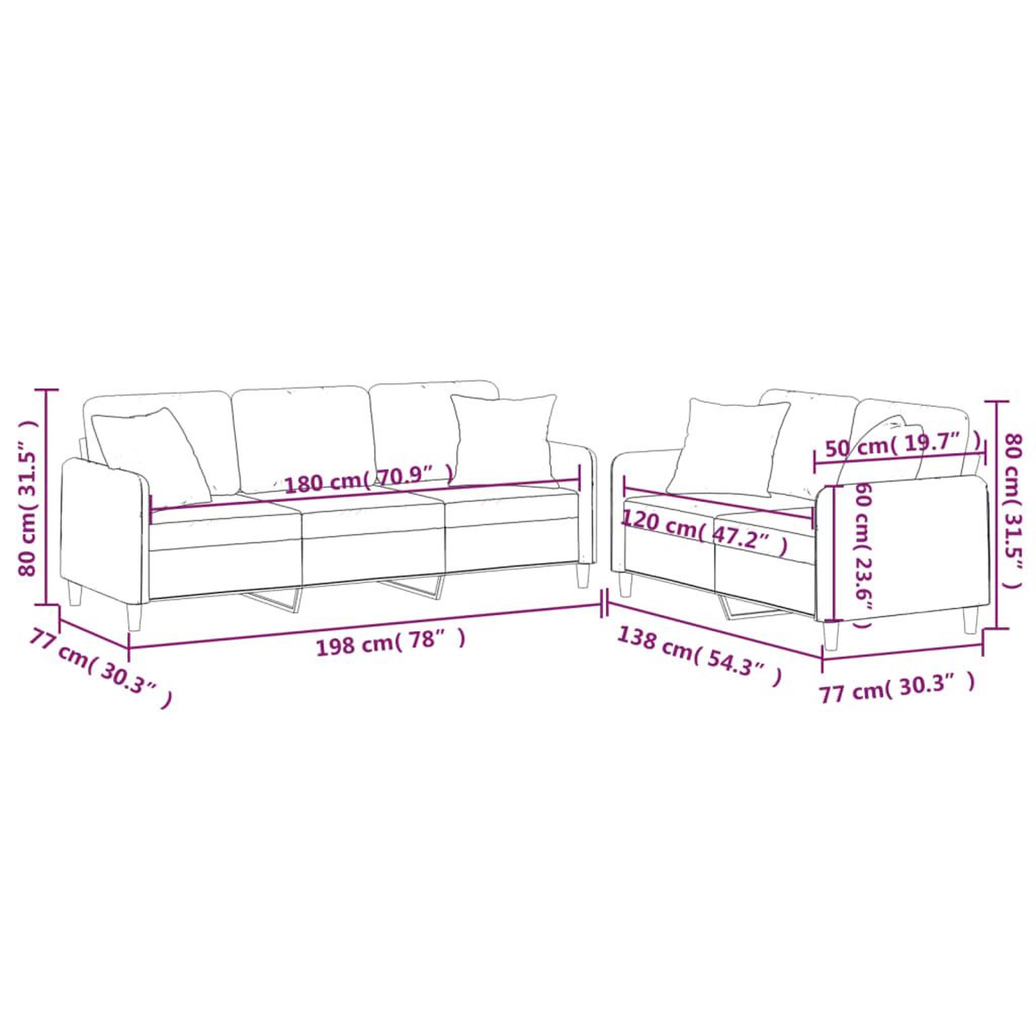Voir la diapositive 6 : VIDAXL Ensemble de canapes 2 pcs coussins gris fonce tissu