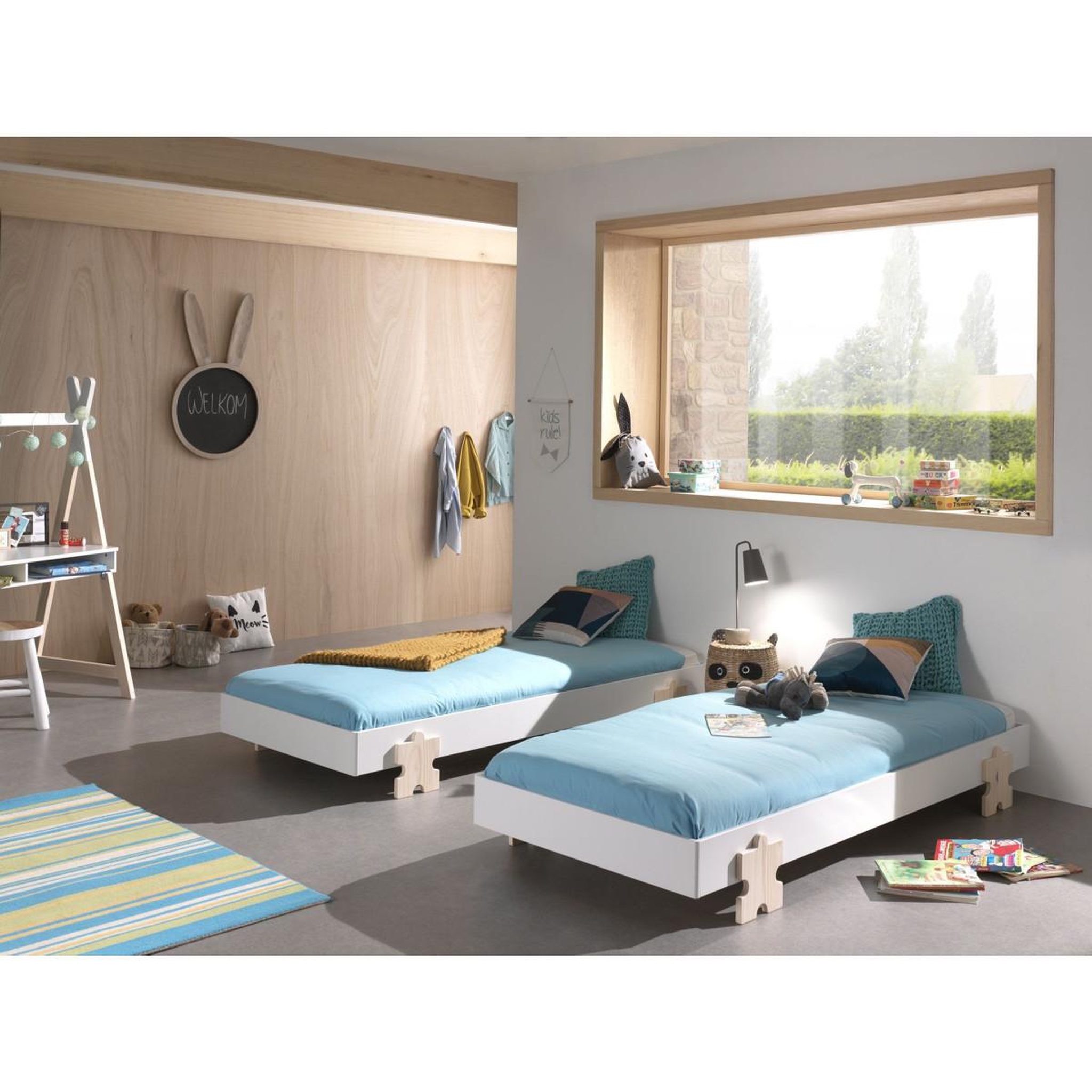Voir la diapositive 5 : Paris Prix Lit enfant en bois  modulo puzzle ii  90x200cm blanc