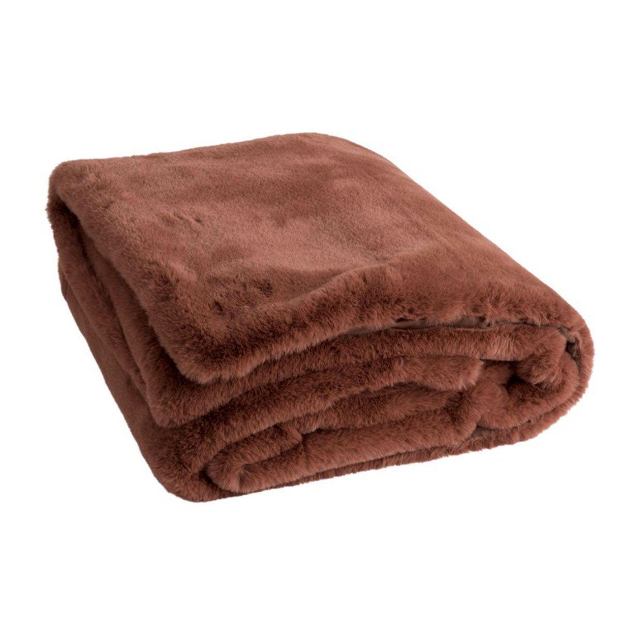 J-LINE Plaid imitation fourrure  cutie  130x180cm marron clair