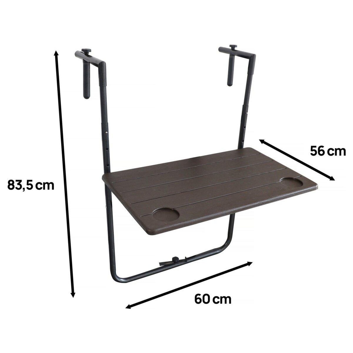 Habitat et Jardin Table de balcon suspendu pliable  - 60 x 56 x 83.5cm