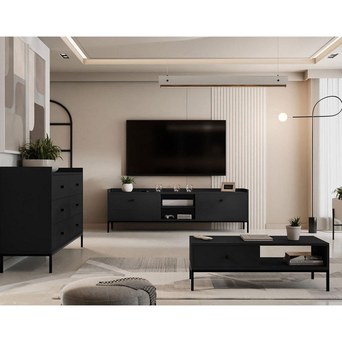 BEST MOBILIER Filipo - table basse - 1 tiroir et 1 niche - 90 cm