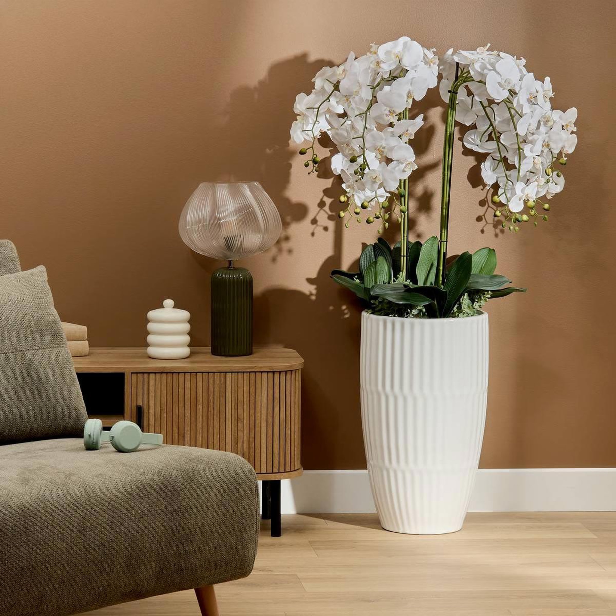 Voir la diapositive 4 : ATMOSPHERA Orchidée Artificielle avec Vase  Hotel  115cm Blanc