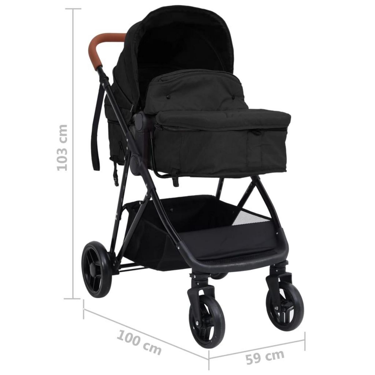VIDAXL Poussette pour bebe 3-en-1 Anthracite et noir Acier