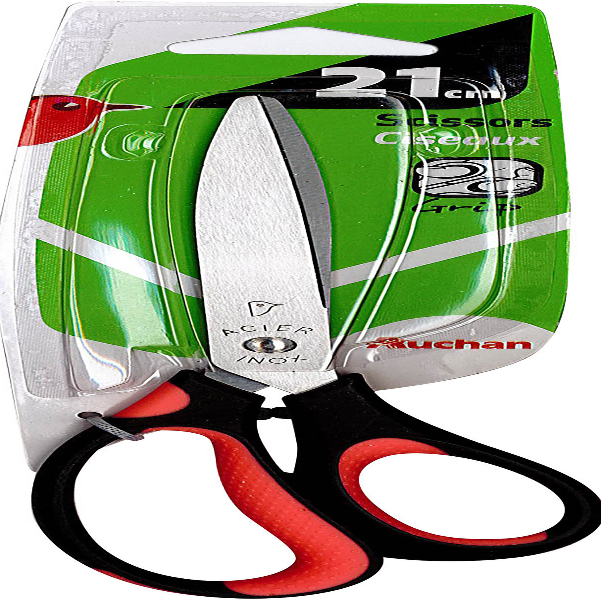 AUCHAN  Paire de ciseaux bouts pointus 21cm bi matière coloris aléatoire