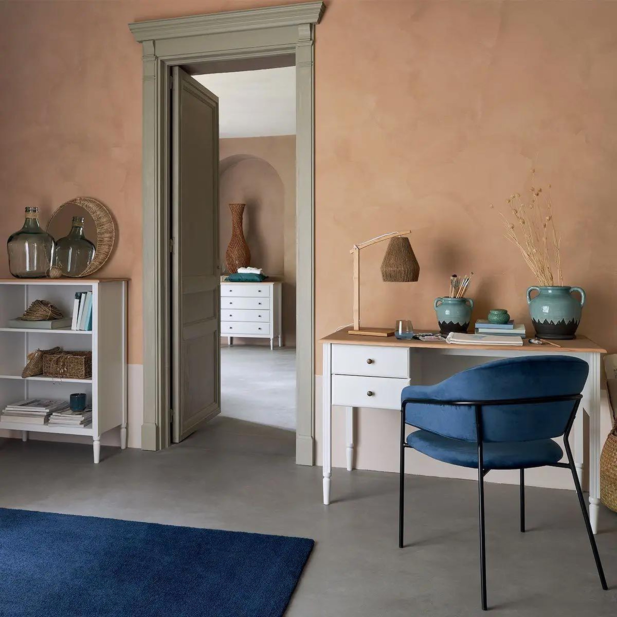 Voir la diapositive 5 : ATMOSPHERA Bureau 2 Tiroirs Design  Solen  120cm Blanc