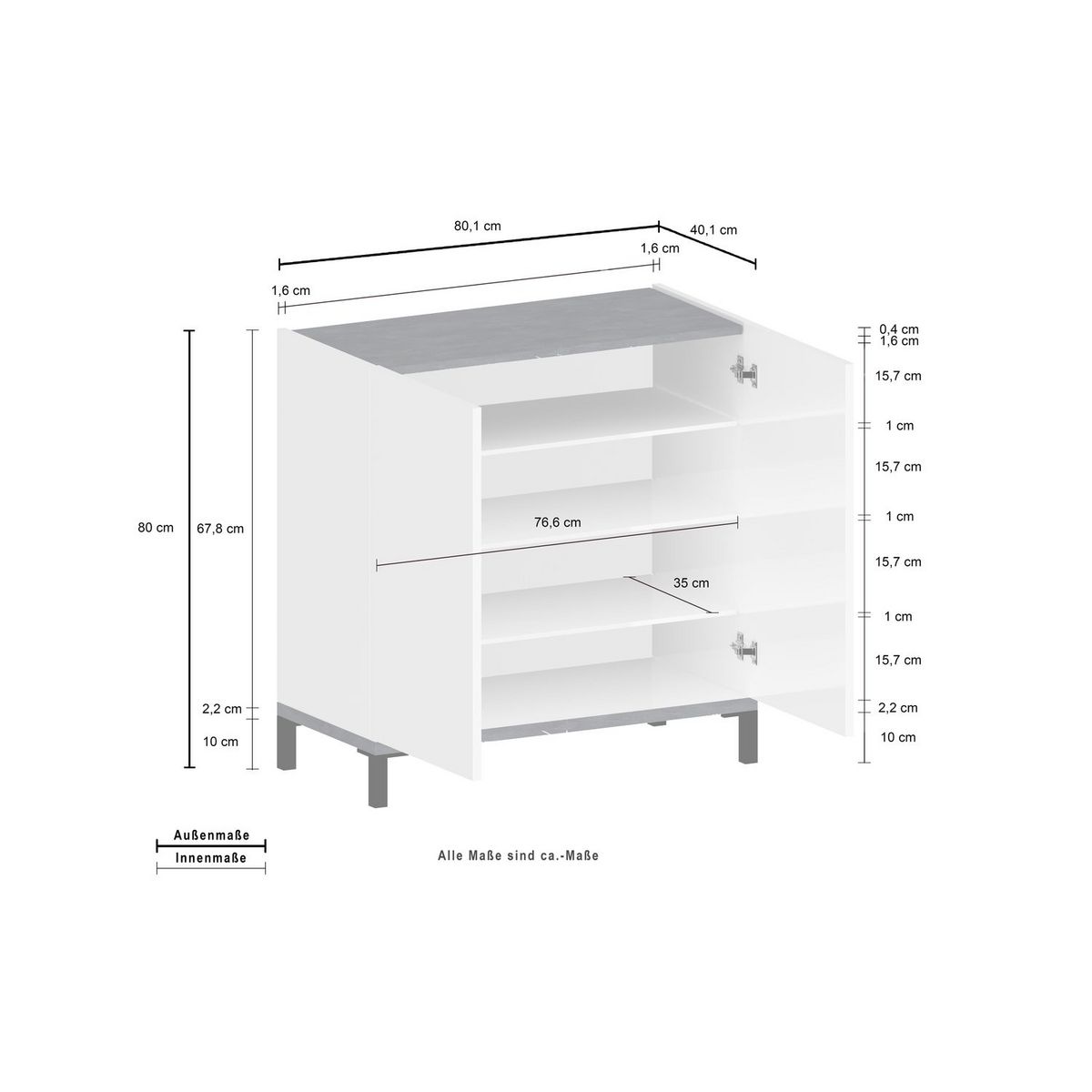 Meuble à chaussures 2 portes L80cm BARI