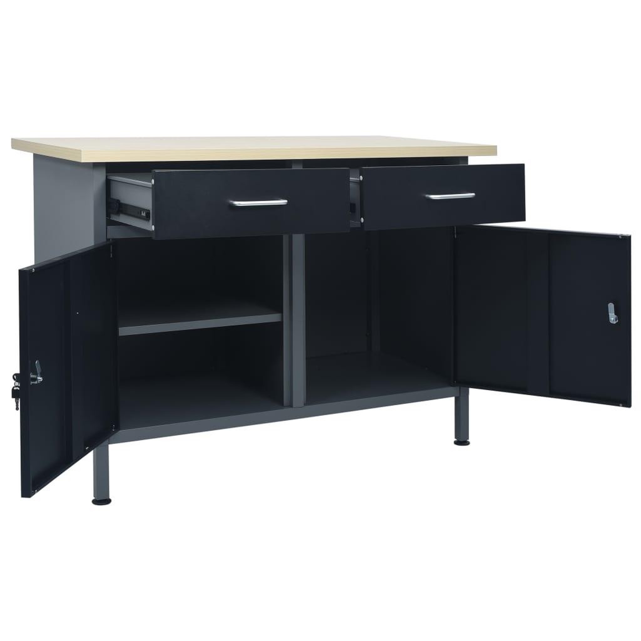 Voir la diapositive 5 : VIDAXL Etabli Noir 120x60x85 cm Acier