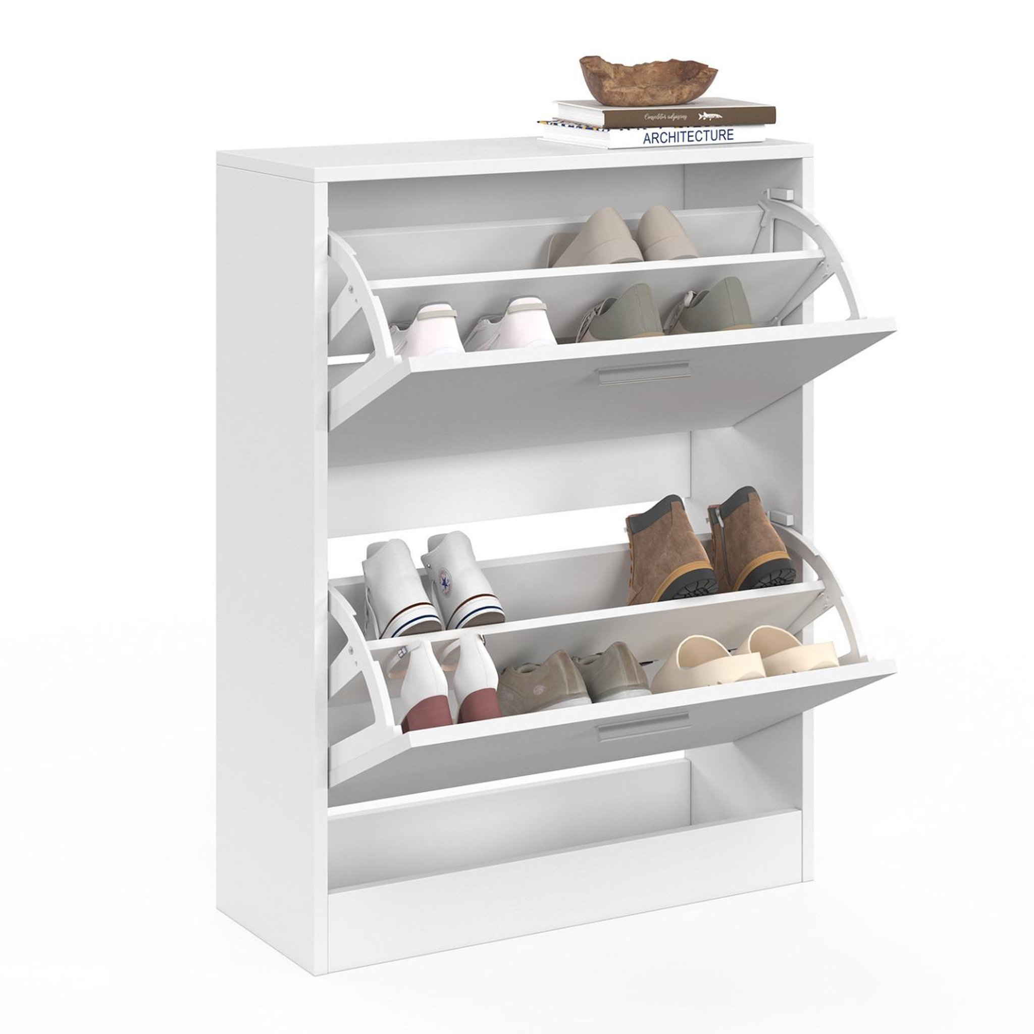 Voir la diapositive 4 : ID MARKET Meuble à chaussures 12 paires klark 2 portes blanc