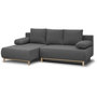Voir la diapositive 3 : MARKET24 Canapé d'angle gauche convertible MIKA 3 places - Tissu gris clair - Coffre de rangement - L218 x P98/145 x H84 cm