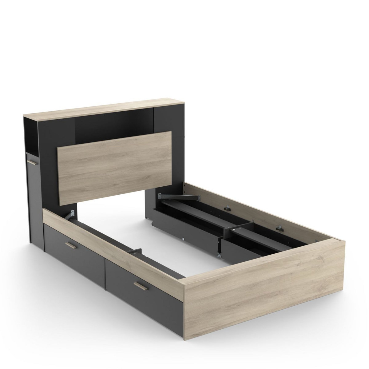 Lit 140x190/200 cm avec rangements 4 tiroirs LOREDANA